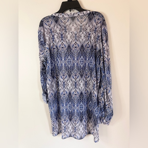 Y2K LOVE POTION Sheer Mesh Kaleidoscope Button Top Funky Psychedelic Retro Sz M - Picture 7 of 12